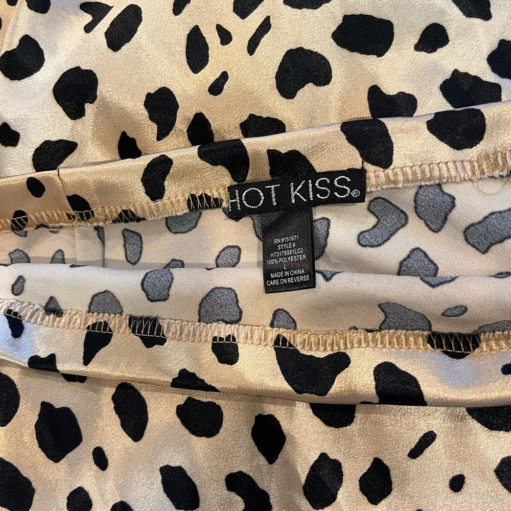 Hot Kiss Brown Leopard silk Slip Midi Skirt - Picture 2 of 2